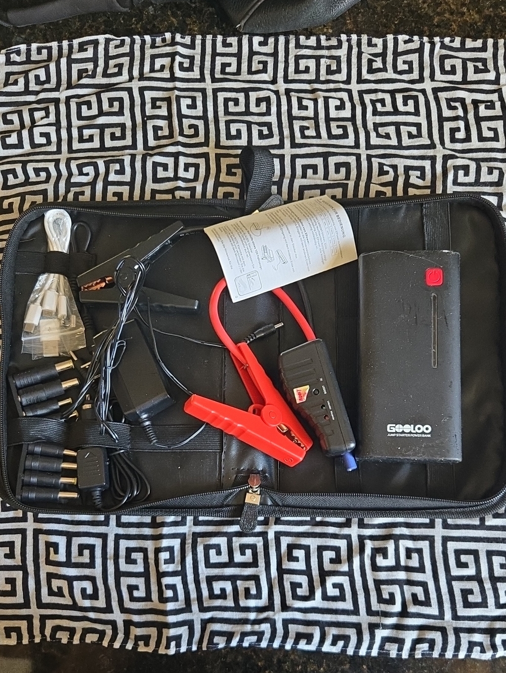 GEELOO Portable Car Jump Starter Pack with Cables - Black & Red